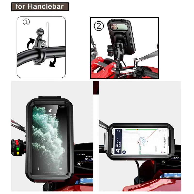 

Motorcycle Waterproof Mobile Phone Case Holder with Wireless Charger Adjustable
