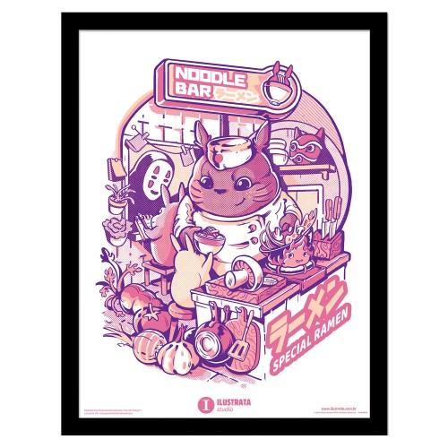 Ilustrata My Neighbour Noodle Bar Framed Poster 45cm x preto