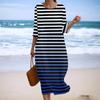 Women's Fashionable Printed Round Neck Seven Quarter Sleeve Loose Dress