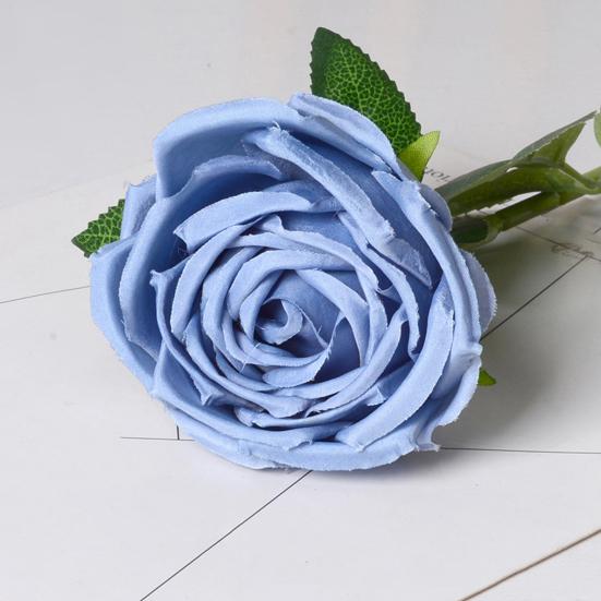 Artificial Rose Flower Big Bloom Fake Silk Rose Flower Realistic Faux Long Stem Rose Bouquet with Leaves for Home Kitchen Party Wedding Decor