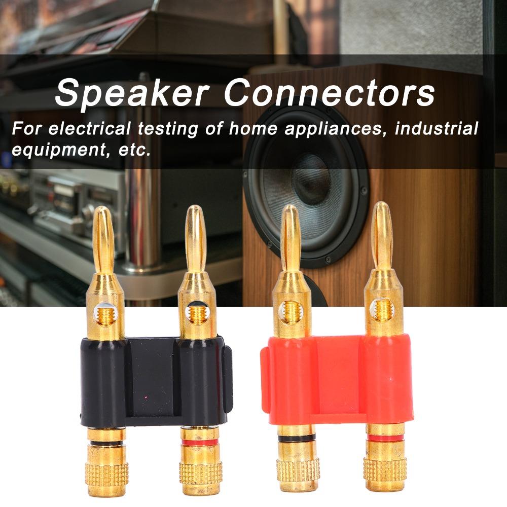 2PCS 2 Way Male Plug Banana Plug Stackable Design Dual Connection Stackable Banana Plug 32A 1000V Brass Connectors