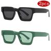 2pcs Candy Colors Square Sunglasses Woman Vintage Large Frame Design Sun Glasses Female Fashion Thick Frame