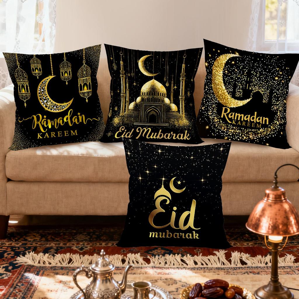 2026 Eid Mubarak Pillowcase Decor for Home Sofa Cushion Cover Islamic Ramadan Kareem Decoration Mosque Muslim Pillow Cover Gifts