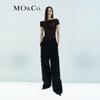 MO&Co. Women's High-Waist Cotton Cargo Wide-Leg Pants