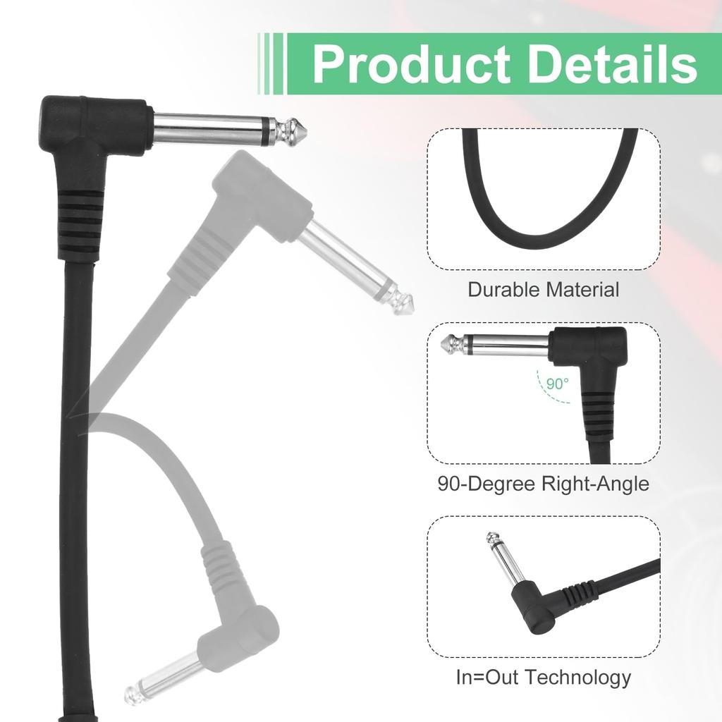 uxcell 8-Piece Set Guitar Patch Cables, 12-inch, Pedalboard Cord, 14-inch Injection Molded, RoundTS Right-Angle, for Guitar Effects Pedals,