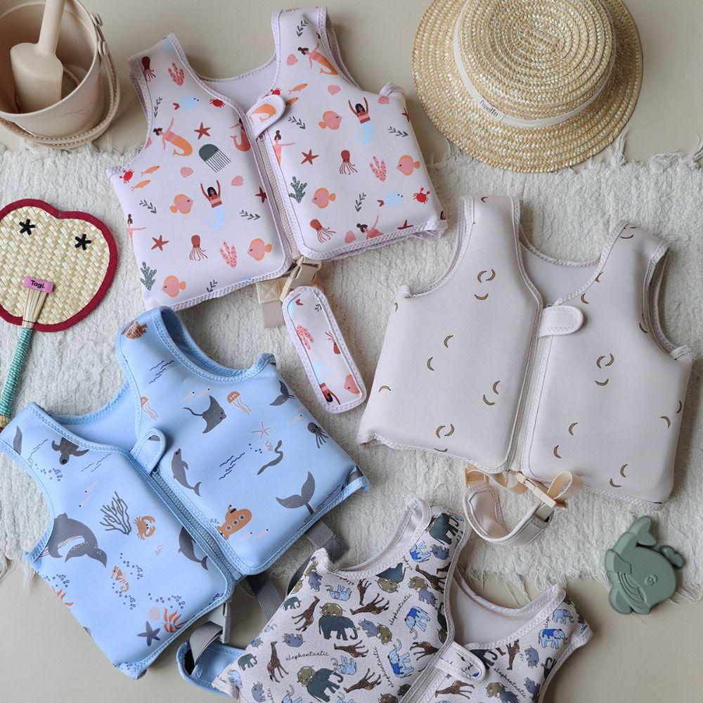 Adjustable Child Buoyancy Vest Anti Rollover Inflation-Free Swimming Vest  Beach