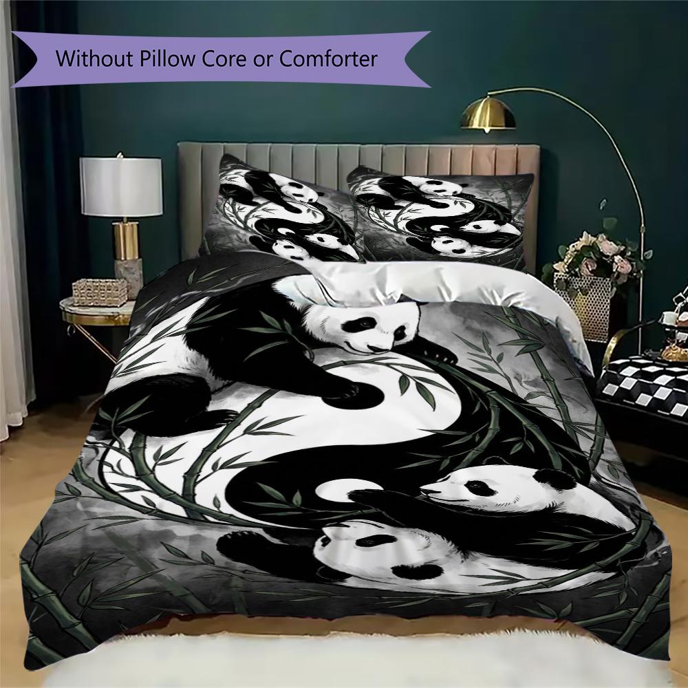 Bear and Panda Pattern Bedding uilt Set uilt Cover Pillowcase Home Decoration Birthday Gift (1 * duvet cover + 2 * pillowcase  without core)169