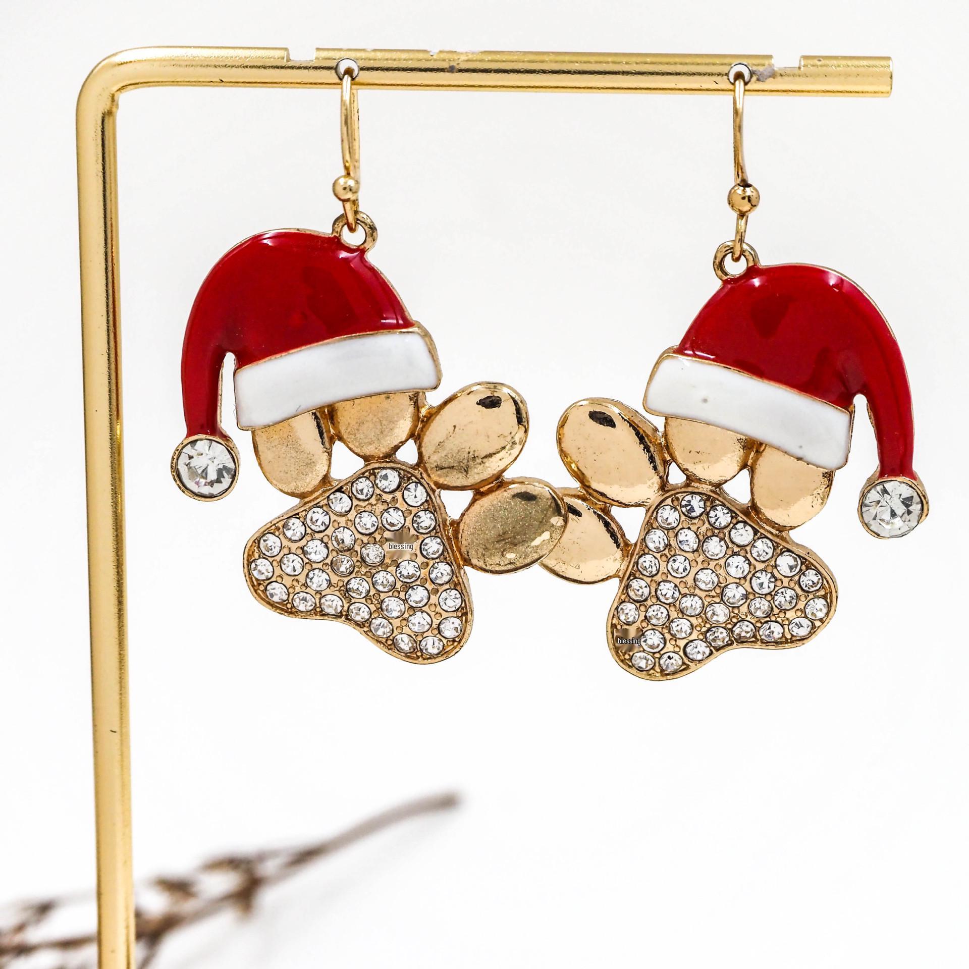 

Christmas Puppy Paw Dangle Earrings - Women s New Cute Style