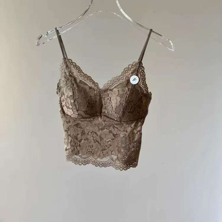 Pure lust sexy lace tube top women's clothing summer spice slim short with chest pad beautiful back suspender top