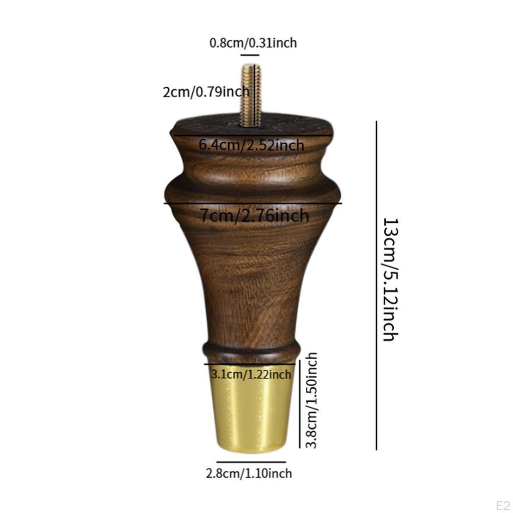 4 bucăți picioare de mobilier din lemn pentru canapea, accesorii în stil retro clasic, 13 cm, înlocuire pat