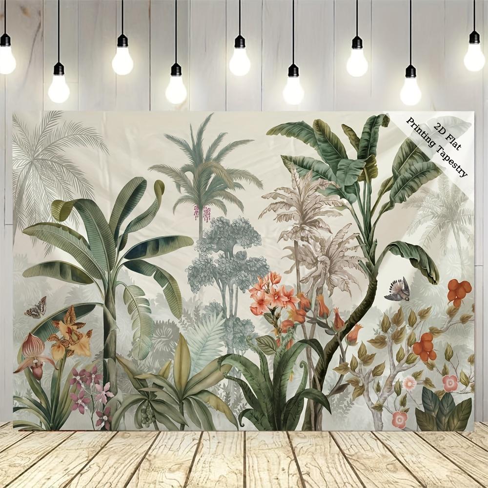 Palm Tree Tapestry Polyester Fabric With Tropical Plants Flowers And Jungle Motifs For Home Wall Decor And Ambiance Creation