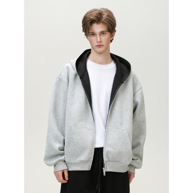 Wassup380G Heavyweight American-Style Color-Blocked Hooded Sweatshirt for Men, Spring and Autumn Hoodie, Short Loose-Fit Jacket, Cardigan Coat