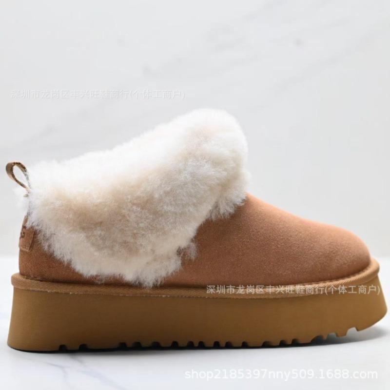 Non-slip women's thick-soled warm snow boots, piled and thickened fur integrated wool cotton shoes