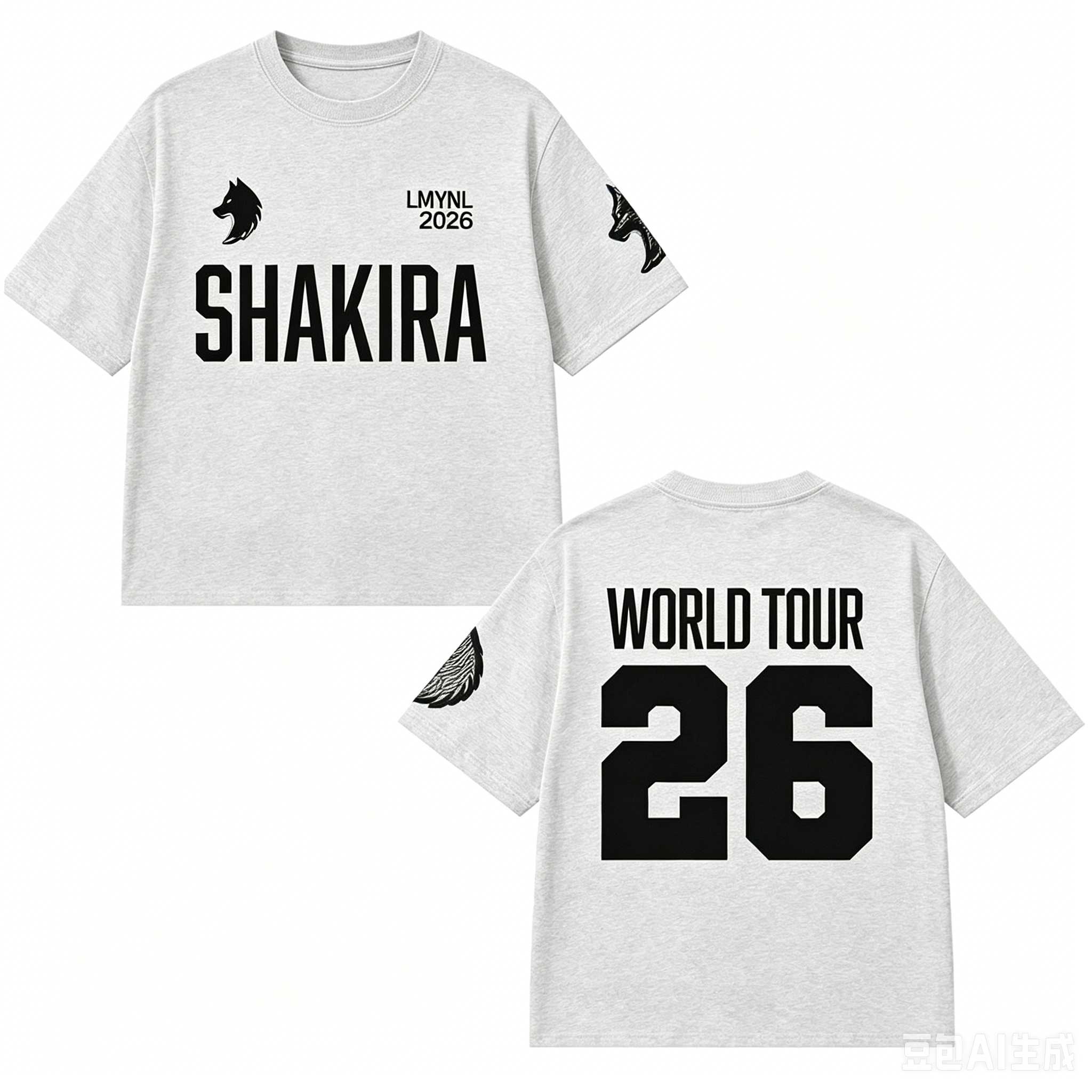 2026 Gira Mundial de Shakira 26 Camiseta Gráfica Tour Musical Estampado de Letras y Números Verano Manga Corta Unisex Casual Oversized Streetwear Camisetas Tops XXL white