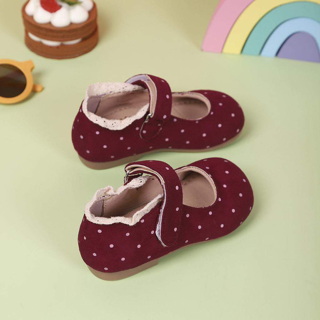 Girls MaryJanes Round Toes Soft Sole Kids Princess Flats Polka Dots Sweet 2025 New Fashion Children Casual Shoes Lace Trendy