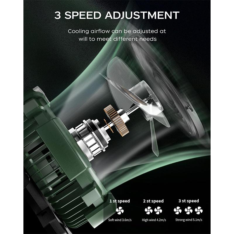 Portable Camping Fan 180° Rotation with Hanging Hook Desk Fan with LED Lantern Portable Tent Fan for Travel Camping Outdoor