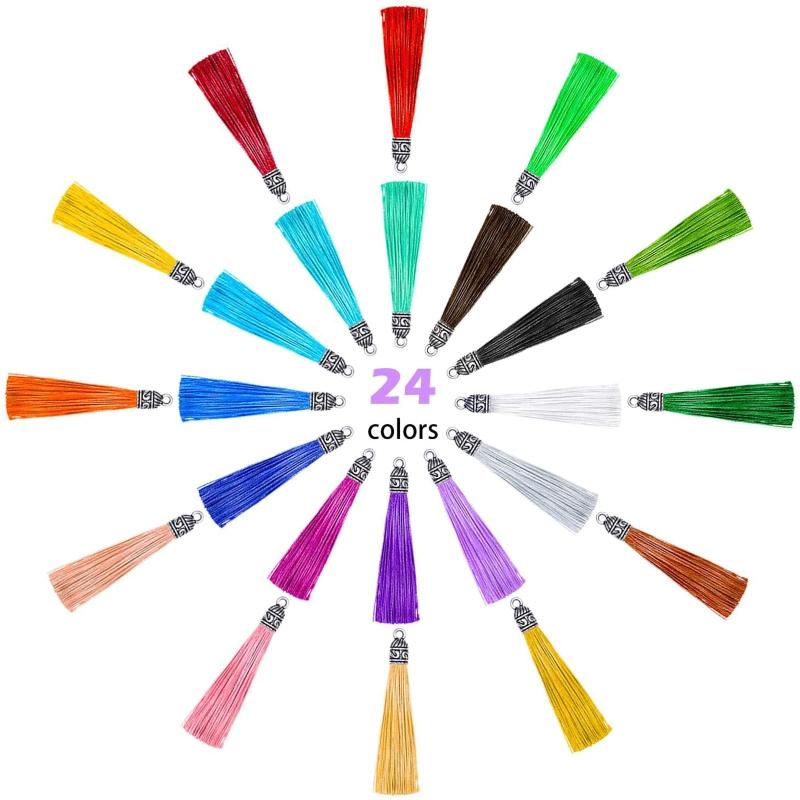 Tassels for Jewelry Making 48 pcs Leather Tassel Keychain Charms Bulk with 96pcs Jump Rings for Earrings for Key Chain C