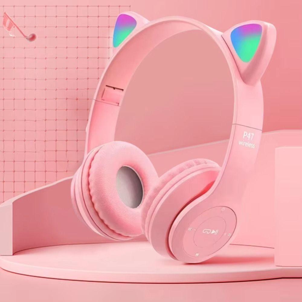 Luminous Cat Ear Bluetooth Earphones Foldable Over Ear Earphones Ear Headset