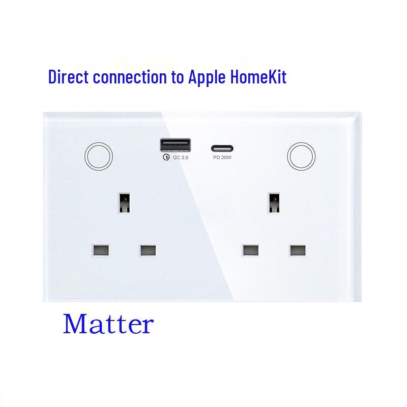 

147Matter UK 13A Smart Wall Socket with Type-C & USB, Apple HomeKit Compatible