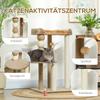 Cat Tree with 2 Levels, Play Ball, Scratching Posts, Scratching Balls, up to 7 kg, 56 x 54 x 86 cm, Brown