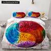 Yin Yang King Queen Duvet Cover Mandala Bohemian Bedding Set Retro Lotus Tai Chi Bagua Comforter Cover Chinoiserie Quilt Cover