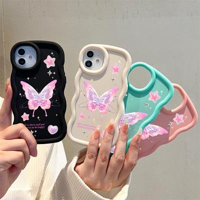 Pink Butterfly Soft Phone Cover for Samsung Galaxy A52 A73 A12 A11 S24 Ultra 5G S23 S22 S21 S20 FE Wave Edge Shockproof Protective Rubber Case