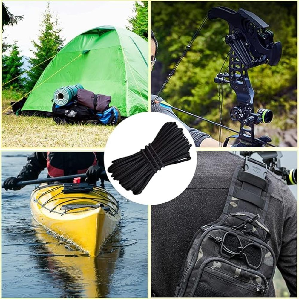 Bungee Cord 10m for Motorcycle Luggage Rope Car Roof Rack Tie Down Strap Elastic Shock Cord for Cargo Net DIY Black 2mm-3mm
