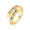 Ring - LUXENTER - Hagor - Metal Alloy - Multicolored Zirconia - 18 Carat Yellow Gold
