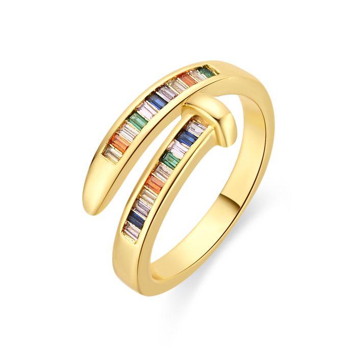 Bague - LUXENTER - Hagor - Alliage métallique - Zirconia multicolore - Or jaune 18 carats