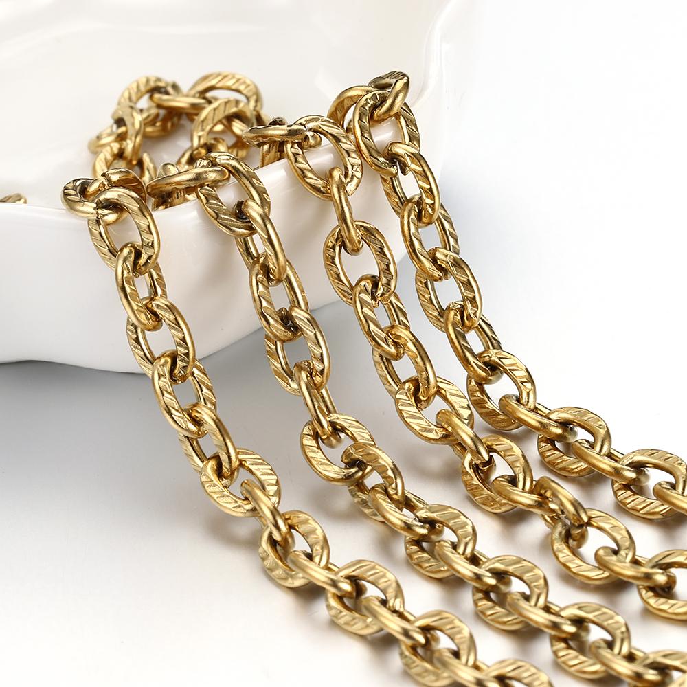 1Meter Stainless Steel Carving Rolo Cable Curb Chains for Gold Color Necklace Choker Bracelet Jewelry Making DIY Components