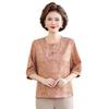 Mom's Summer Seven-Sleeve Chinese Style Shirt: 2023 Fashion for Middle-Aged and Elderly Women.