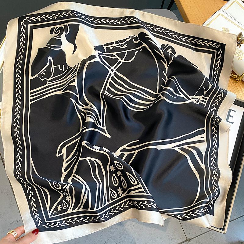 1116 South Korea Spring, Autumn and Summer New 71 Square Scarf Women's Silk Scarf Decorative Scarf Shawl Retro Mulberry Silk High-end Gift