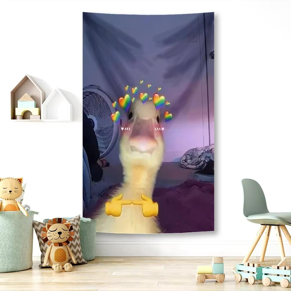 Duck Meme Funny Flag Tapestry Welcome To My Crib Wall For Bedroom Dorm Home Wall Decor Party Supplies Tapestry Wall Hanging