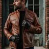 Handmade Stylish BROWN New Men's Jacket Real Lambskin Leather Motorcycle Biker