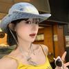 Water-washed Tie-dye Vintage Washed Denim Hat Wide Brim Sun Hats Fisherman Hat  Summer Travel
