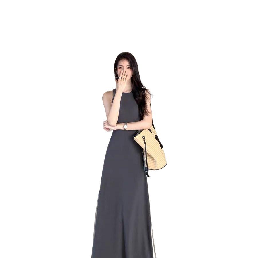 Women's Summer 2026 Hepburn-Style Sleeveless A-Line Vest Dress - Elegant & Slimming