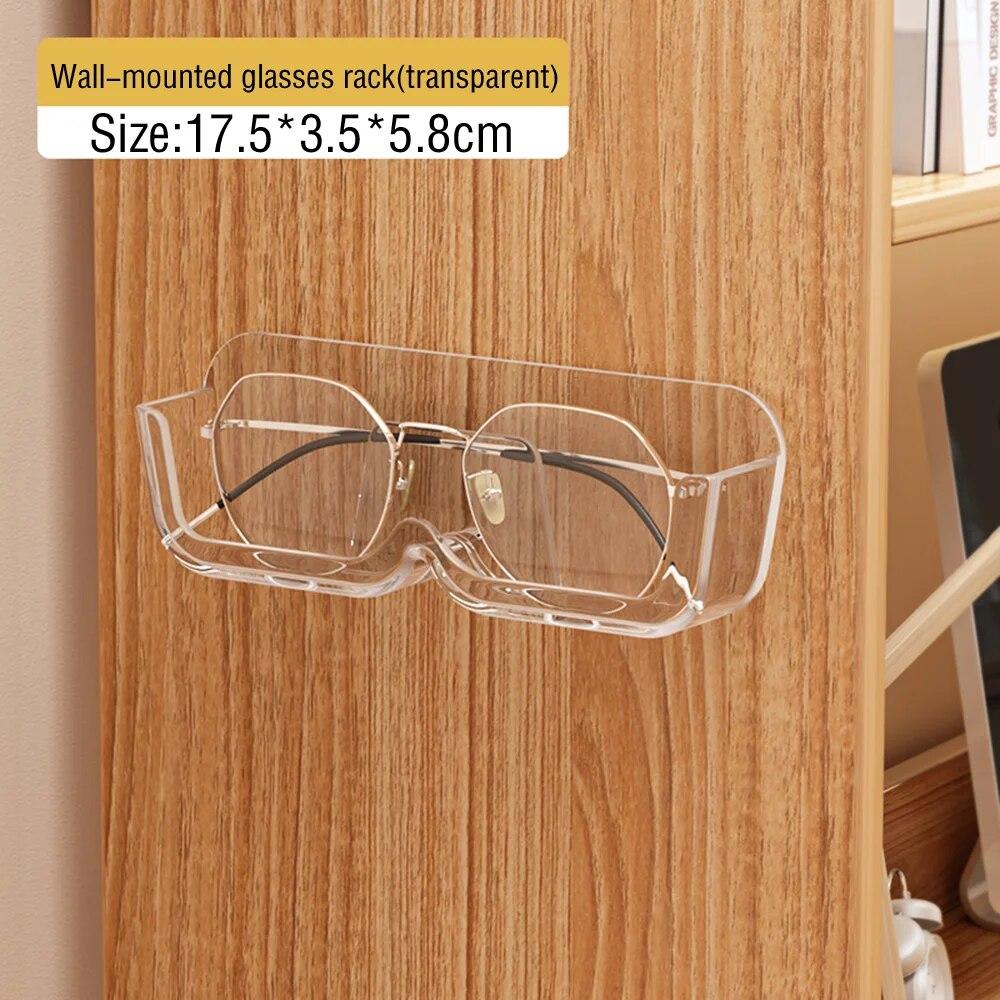1PC High End Glass Display Cabinet Glasses Storage Box Wall Mounted Perforated Free Sunglasses Storage Rack Sunglass Home Tidying