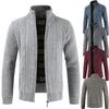 Men's Thick Knit Stand Collar Cardigan Sweater