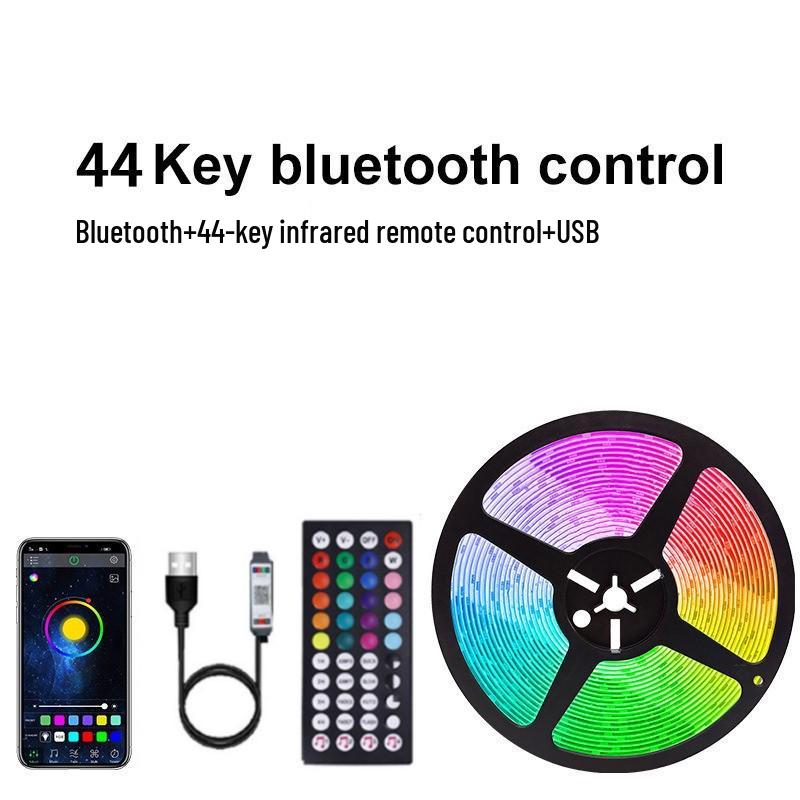 LED Strip Kit: 2835 RGB, 5V Waterproof, Bluetooth Remote with 24 Keys, USB-Powered, Breathing Multi-Color Atmosphere Lighting.
