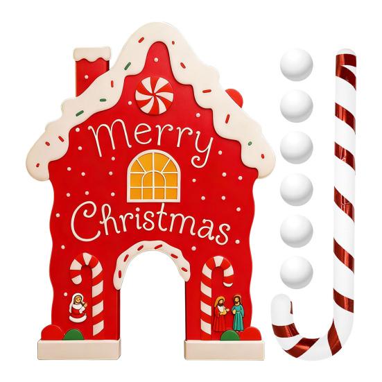Yousheng Christmas Gingerbread Golf Game Set Indoor Party Activity Golf Game with Candy Cane Club And 6 Balls Holiday Party Games for Family Kids