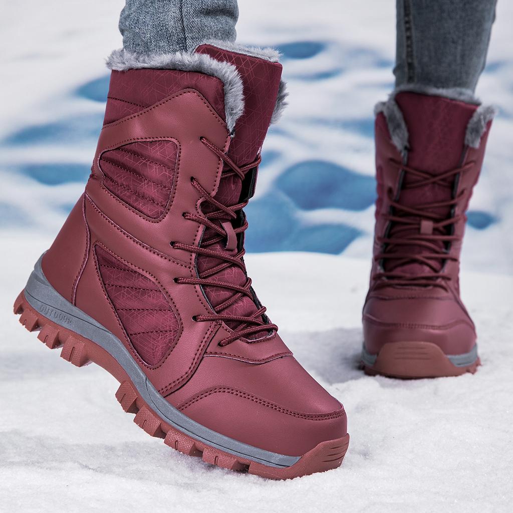 New Winter Snow Velvet Warm Non-slip and Cold-proof Outdoor High-top Cotton Shoes Platform-soled Sports Couple Shoes