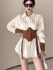 French Style Oversized Shirt With 3d Effect And Polo Collar For Women Spring Casual Wear