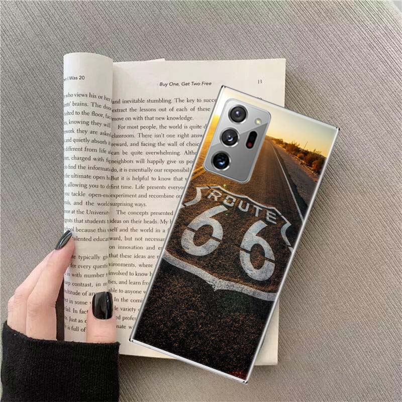 

America Route 66 Phone Case For Samsung Galaxy S25 Edge S24 S23 FE S22 S26 Ultra S21 S20 S10 Plus Capa Soft Samsung S25