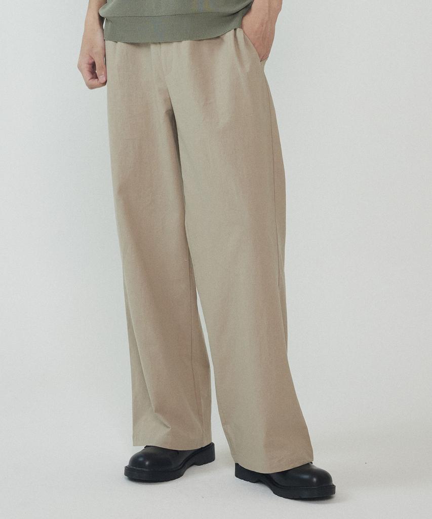 ANALOG MOOD Linen Cotton Semi-Wide Pants (Dark Beige)