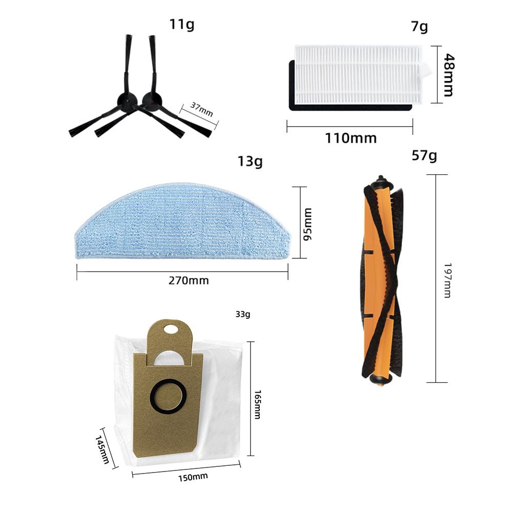 Main Side Brush Filter Mop Cloth Kit For Vistefly M203 Robot Vacuum Cleaner Accessories Cleaning Spare To Replace