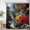 Modern Garden Landscape Shower Curtain Flower Plant Courtyard Bathroom Decoration Polyester Fabric Bathtub Shower Curtain