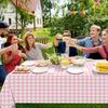 Pink And White Checkered Tablecloths Disposable Party Picnic Tablecloths Splash Proof Checkered Tablecloths For Camping Decoration Party Gifts