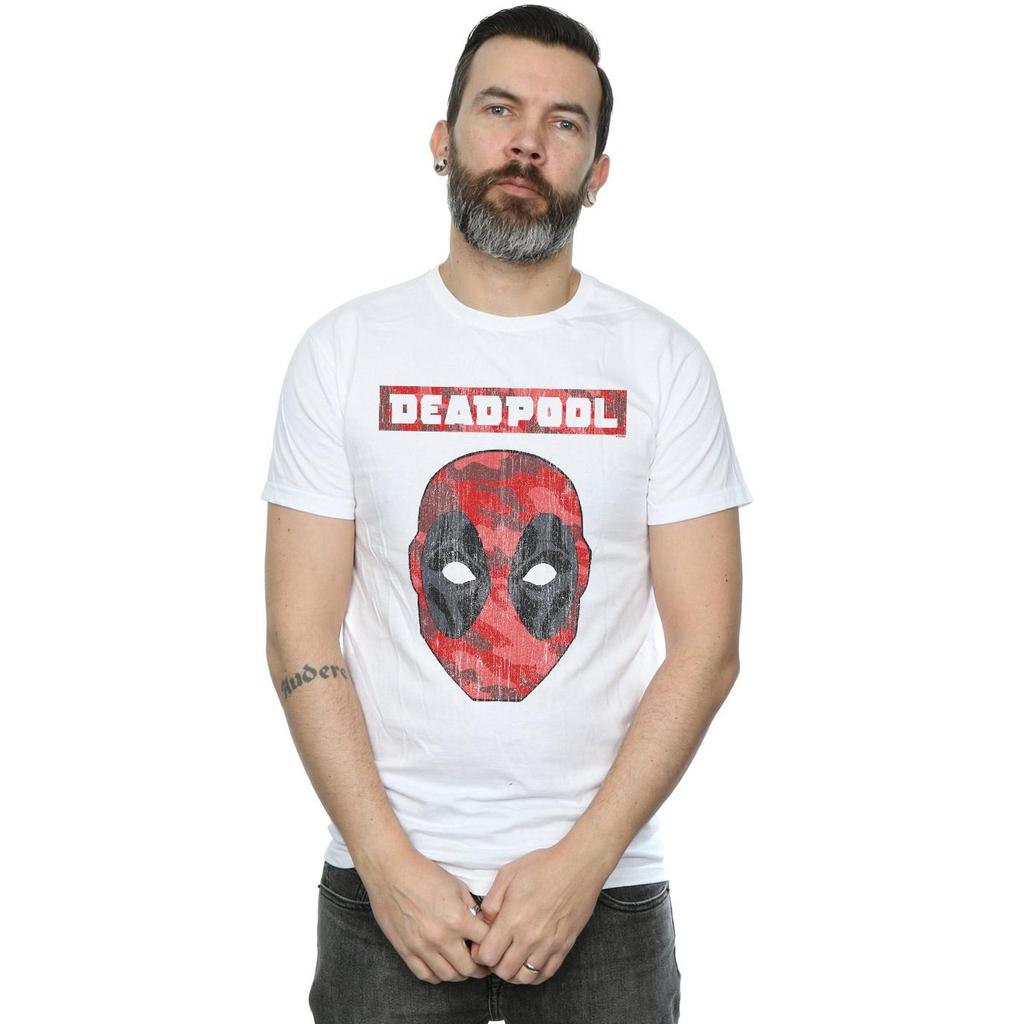 Marvel Mens Deadpool Camo Head T-Shirt