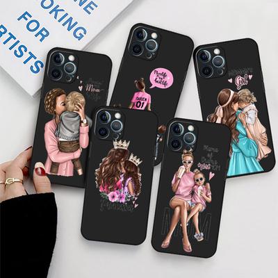 Kadın Moda kız Süper Anne bebek Telefon Kılıfı iPhone 14 Plus XR XS X 11 13 Pro Max 12 Mini SE 7 8 6S 6 12pro Siyah Coque