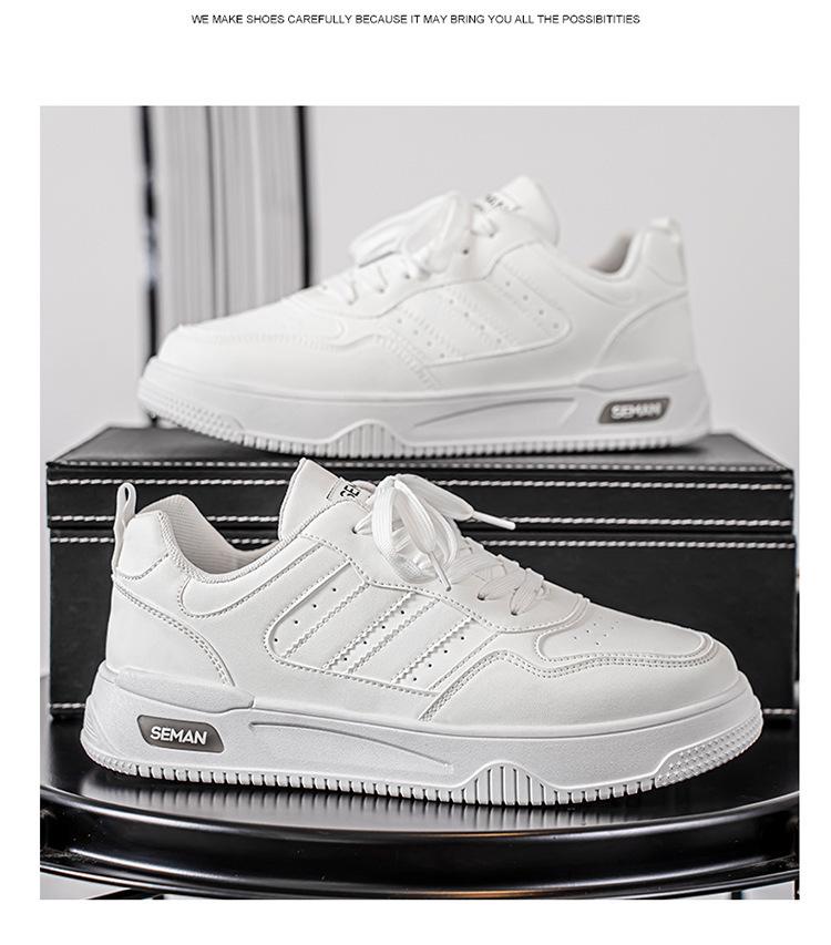 Men's Versatile White Summer Sneakers: Breathable Casual Thick-Soled Sports Shoes